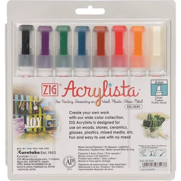 ZIG Acrylista Chisel 8 colors set Chic/Modern (PAC-50/8VA) - széles fejű marker, 8 színű szett