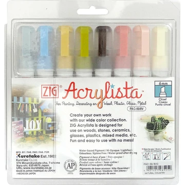 ZIG Acrylista Chisel 8 colors set Natural/Country (PAC-50/8VC) - széles fejű marker, 8 színű szett