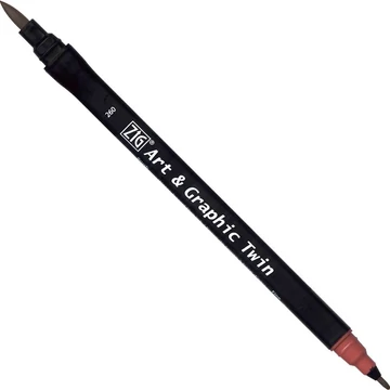 ZIG Watercolor System Art & Graphic Twin Deep Reddish Brown (TUT-80-727) - kettős végű ecsetceruza, mély vörösesbarna