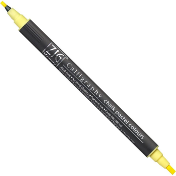 ZIG Memory System Calligraphy Chalk Pastel Colours Yellow (MS-6400-050) - pasztell kréta hatású kettős végű ecsetceruza, 2/3.5mm sárga