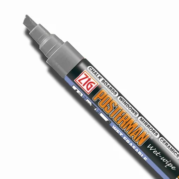 ZIG Sign Posterman Wet-Wipe Broad Metallic Silver (PMA-550-MT102) - fémes hatású marker, 6mm vágott ezüst
