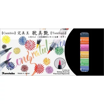 Kuretake Cambio Tambien (XO50T/6VB) - ecsetceruza szett, 6 színű