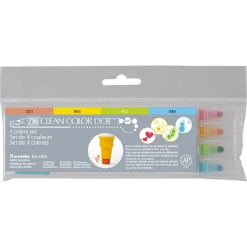 ZIG Arts & Crafts Clean Dot 4 Colors Set (TC-6100/4V) - kettős végű ecsetceruza pöttyöző véggel, 4 színű