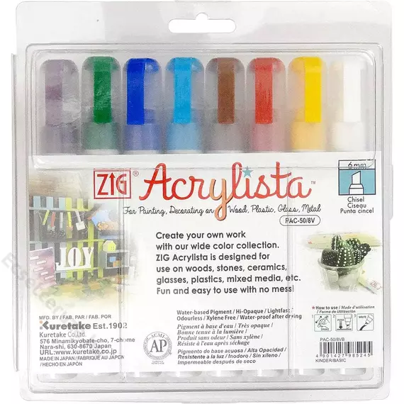 ZIG Acrylista Chisel 8 colors set Kinder/Basic (PAC-50/8VB) - széles fejű marker, 8 színű szett