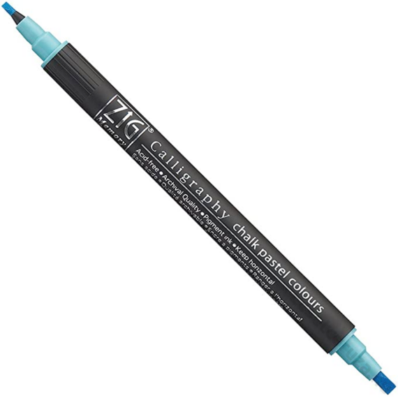 ZIG Memory System Calligraphy Chalk Pastel Colours Blue (MS-6400-030) - pasztell kréta hatású kettős végű ecsetceruza, 2/3.5mm kék