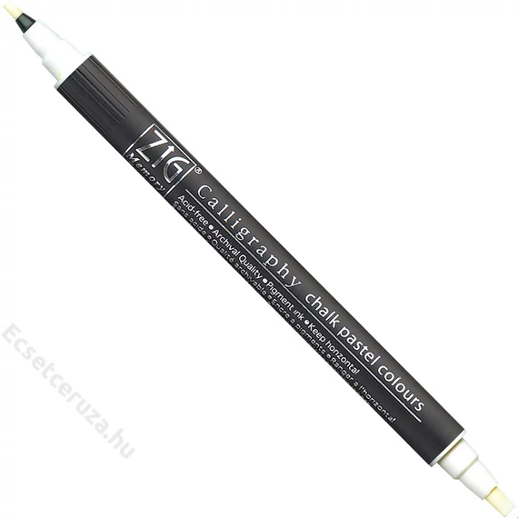 ZIG Memory System Calligraphy Chalk Pastel Colours White (MS-6400-000) - pasztell kréta hatású kettős végű ecsetceruza, 2/3.5mm fehér