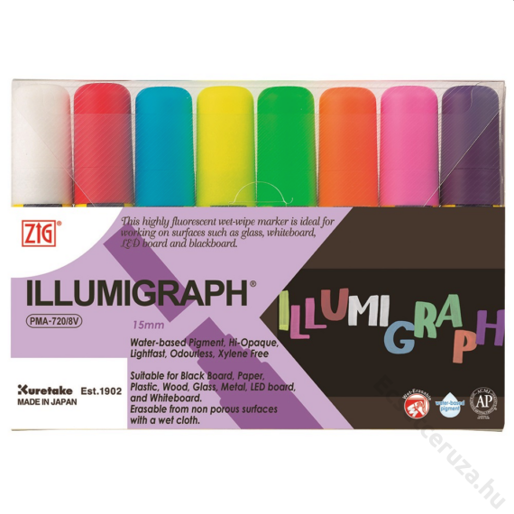 ZIG Sign Illumigraph Big & Broad 8V (PMA-720-8V) - fluoreszkáló marker szett, 15mm vágott nyolc színű