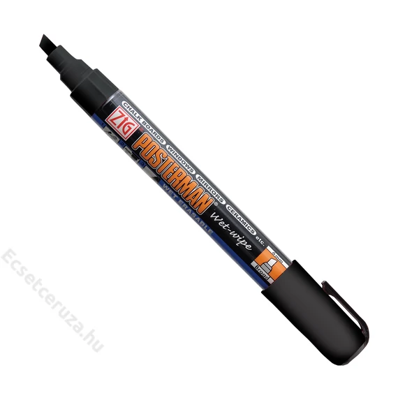 ZIG Sign Posterman Wet-Wipe Broad Black (PMA-550-010) - marker, 6mm vágott fekete