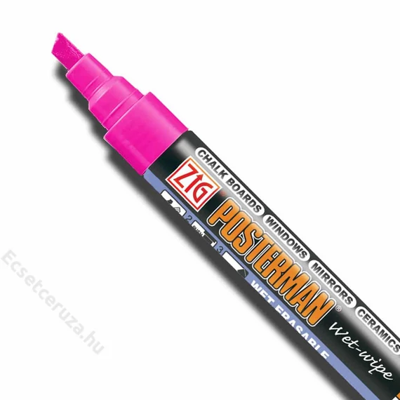 ZIG Sign Posterman Wet-Wipe Broad Metallic Pink (PMA-550-MT122) - fémes hatású marker, 6mm vágott rózsaszín