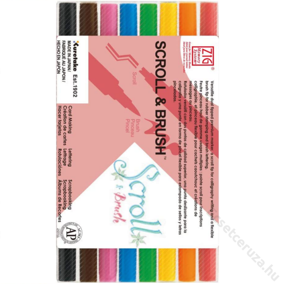 ZIG Memory System Scroll & Brush 8 Colors Set (MS-5000-8VA) - kettős végű ecsetceruza szett, nyolc színű