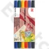 ZIG Arts & Crafts Fabricolor Twin 6 Colors Set (TC-4000-6V) - kettős végű ecsetceruza szett, hat színű