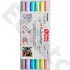 ZIG Arts & Crafts Fabricolor Twin 6 Colors Set (TC-4000-6VB) - kettős végű ecsetceruza szett, hat színű